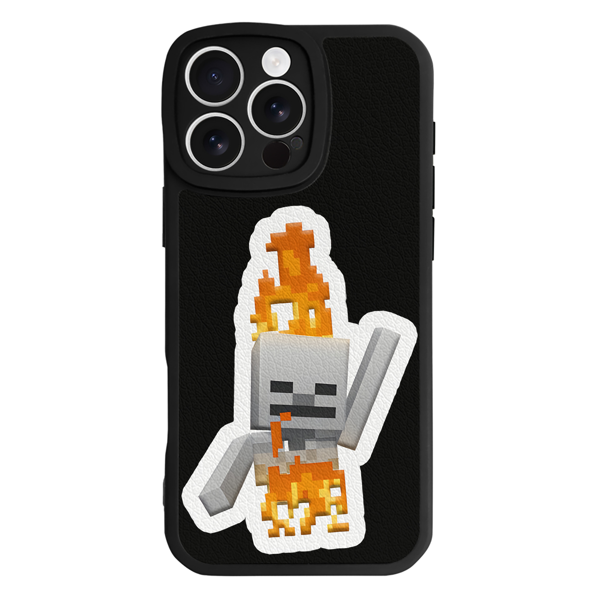 （画像用） マインクラフト ブロックの世界 Minecraft MC Block world 【iPhone 16シリーズ対応】シリコンスマホケース（レザー調） 材質：シリコン
